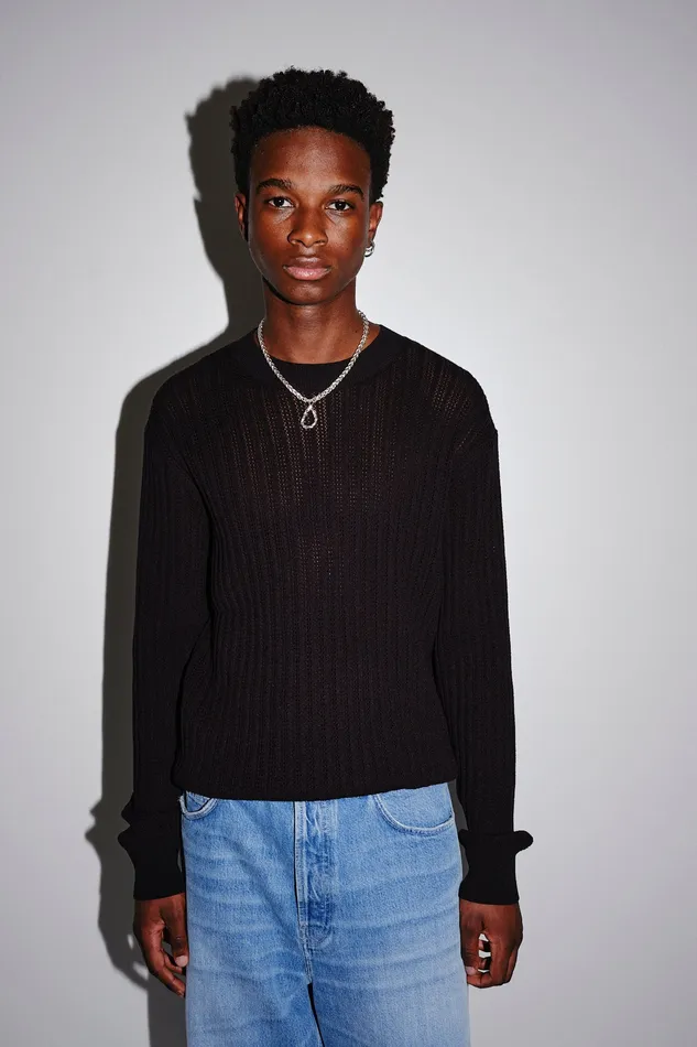 Wonhundred Ryder Pointelle 8211 Black Men Knitwear