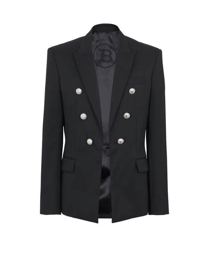 Wool 6button Jacket Black Men Balmain Jackets And Blazers