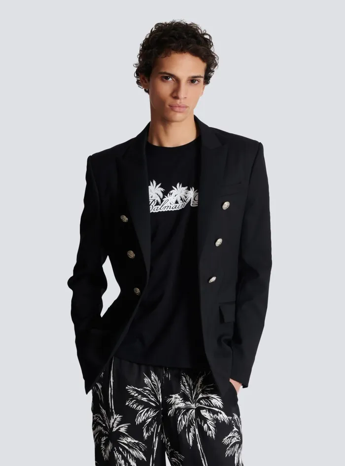 Wool 6button Jacket Black Men Balmain Jackets And Blazers