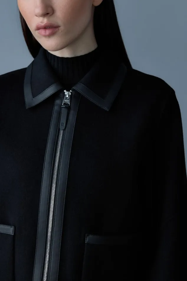 Wool Coats Women Mackage SOLANA DoubleFace Wool Balloon Sleeved Short Jacket Black Wool Coats Women Mackage SOLANA DoubleFace Wool Balloon Sleeved Short Jacket Black