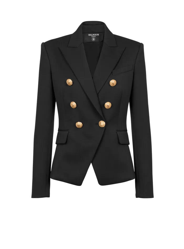 Wool Doublebreasted Jacket Black Women Balmain Jackets And Blazers