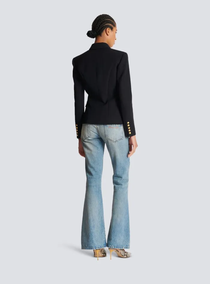 Wool Doublebreasted Jacket Black Women Balmain Jackets And Blazers