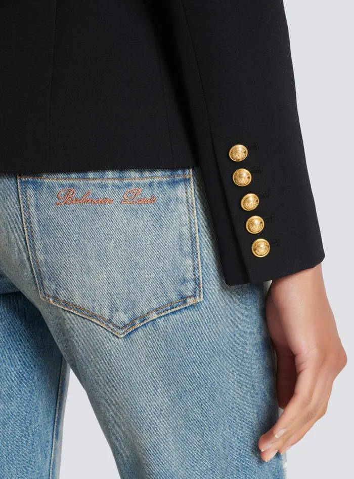 Wool Doublebreasted Jacket Black Women Balmain Jackets And Blazers