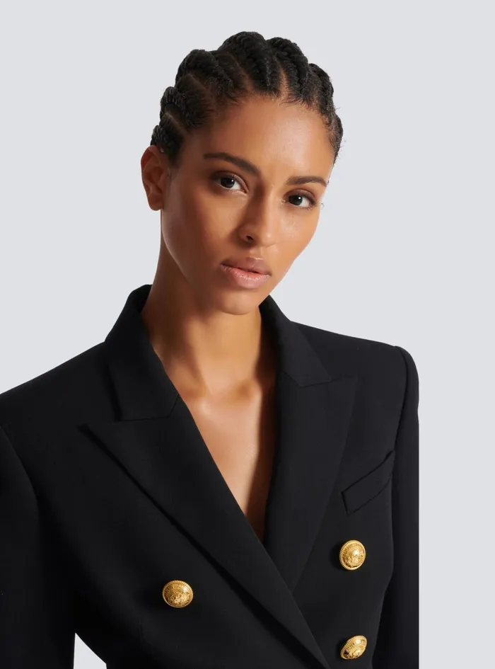 Wool Doublebreasted Jacket Black Women Balmain Jackets And Blazers