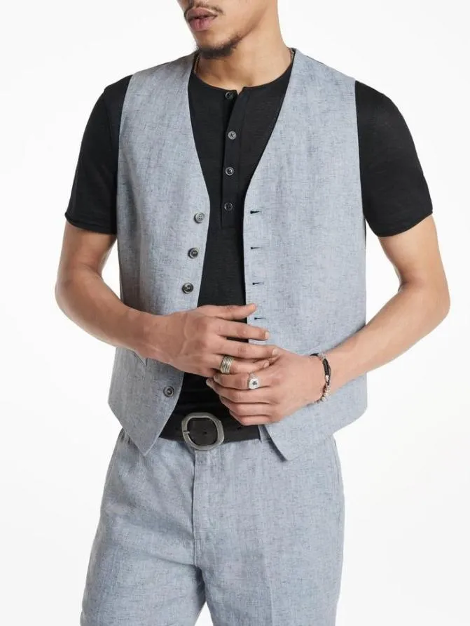 WOOSTER VEST Dusted Blue Clothing John Varvatos TShirts