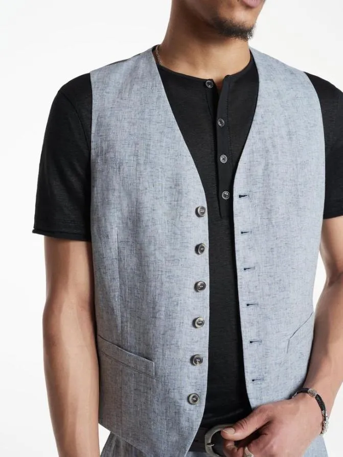 WOOSTER VEST Dusted Blue Clothing John Varvatos TShirts
