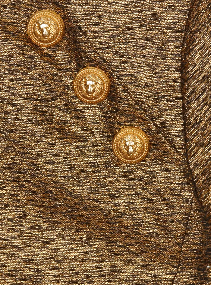 Woven Lurex Dress Gold Kids Balmain