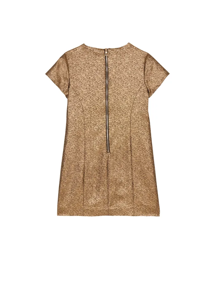Woven Lurex Dress Gold Kids Balmain