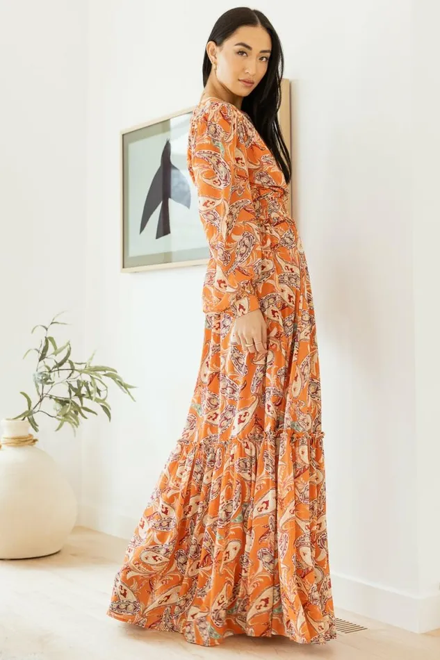 Xana Paisley Dress 8211 FINAL SALE Orange Women Bohme Dresses