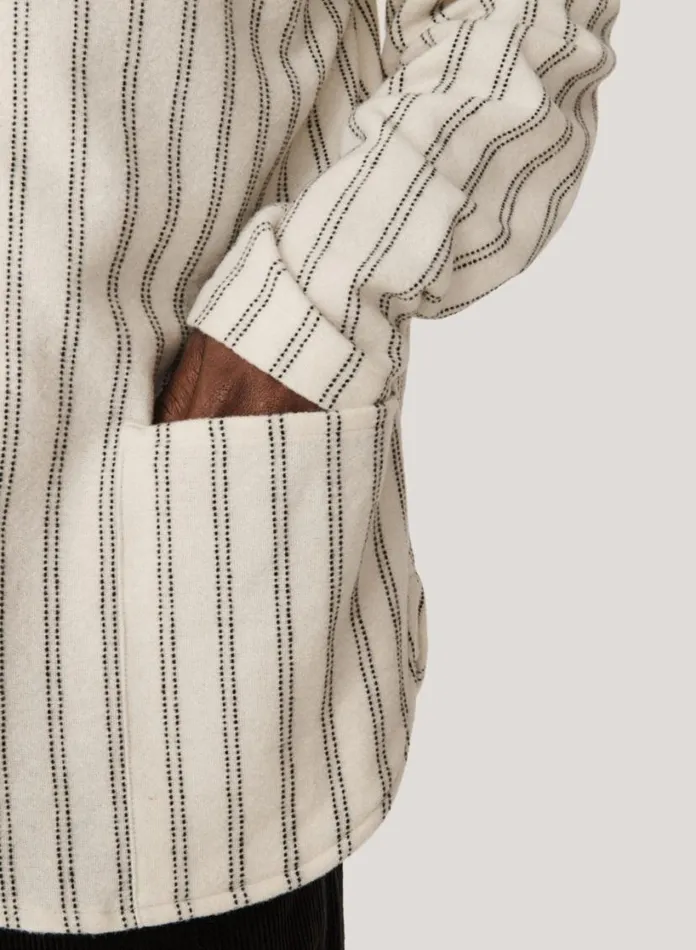 YMC Baseball Wool Stripe Shirt Ecru Mens Shirts