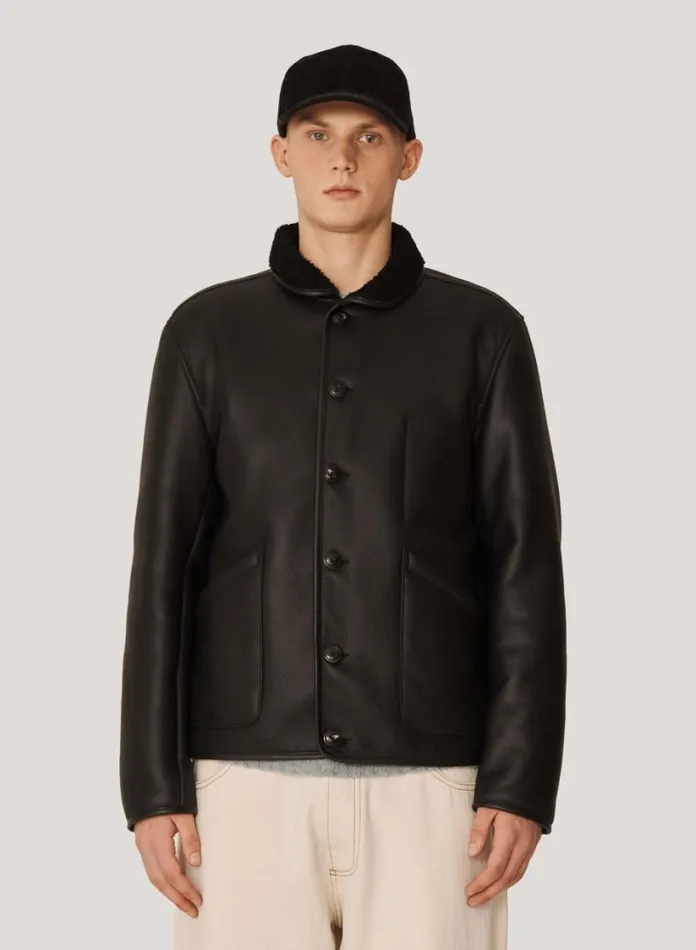 YMC Brainticket OG Leather Jacket Black Mens Outerwear
