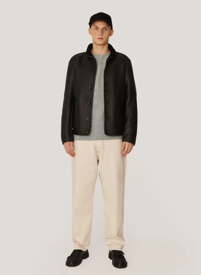 YMC Brainticket OG Leather Jacket Black Mens Outerwear