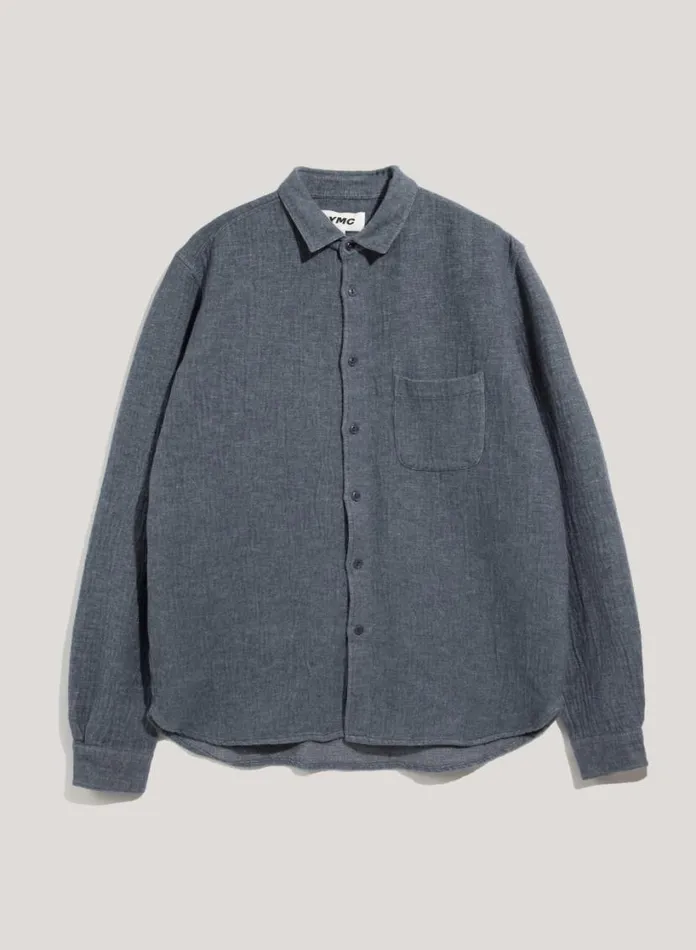 YMC Curtis Brushed Shirt Blue Mens Shirts