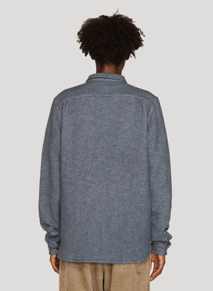 YMC Curtis Brushed Shirt Blue Mens Shirts