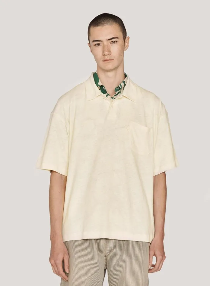 YMC Ivy Polo T Shirt White Mens TShirts