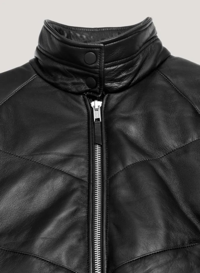 YMC Kool Herc Wadded Leather Jacket Black Womens Outerwear