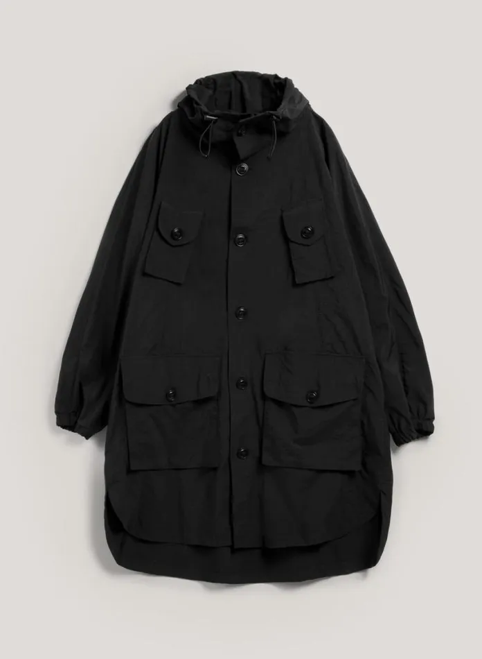 YMC Pala Poncho Hooded Coat Black Mens Outerwear