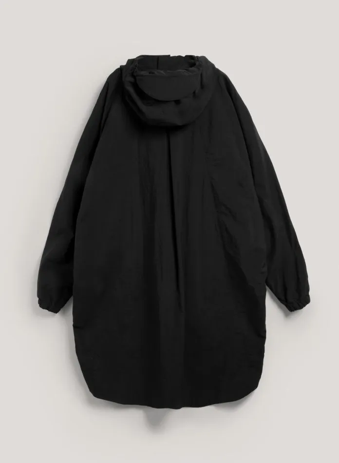 YMC Pala Poncho Hooded Coat Black Mens Outerwear