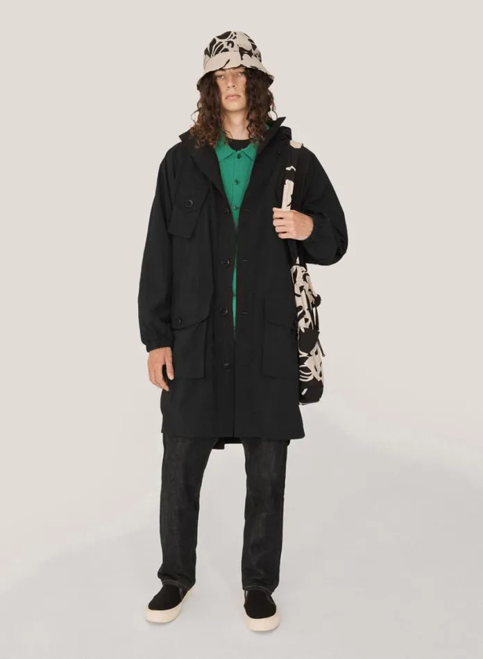 YMC Pala Poncho Hooded Coat Black Mens Outerwear