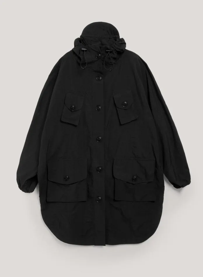 YMC Pala Poncho Hooded Coat Black Womens Outerwear