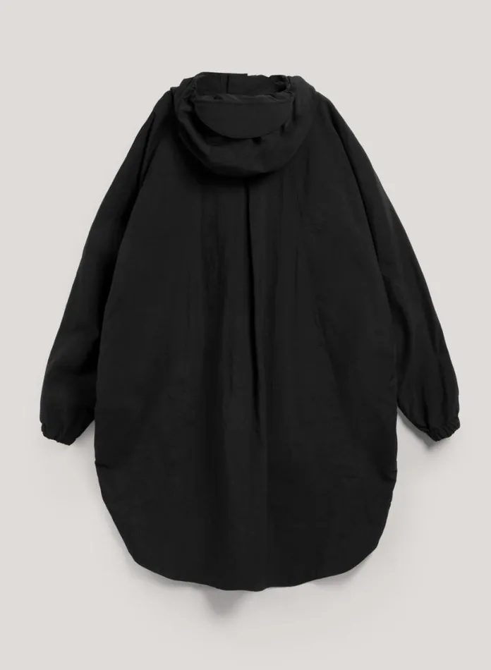 YMC Pala Poncho Hooded Coat Black Womens Outerwear