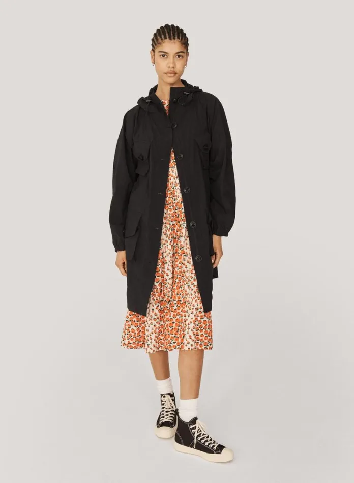 YMC Pala Poncho Hooded Coat Black Womens Outerwear