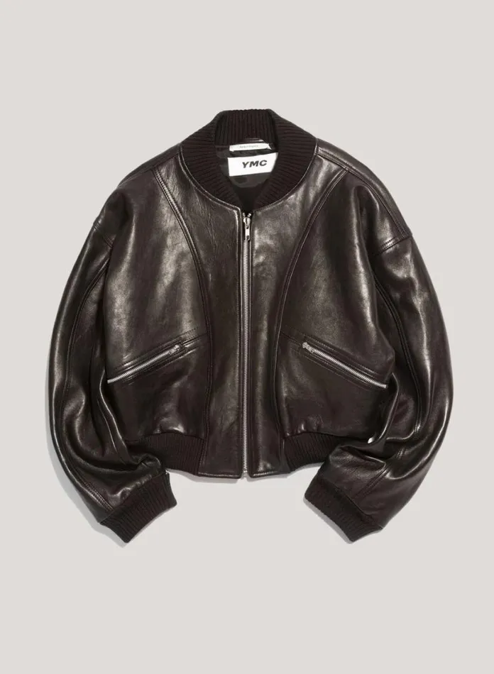 YMC Tenor Leather Jacket Black Womens Outerwear