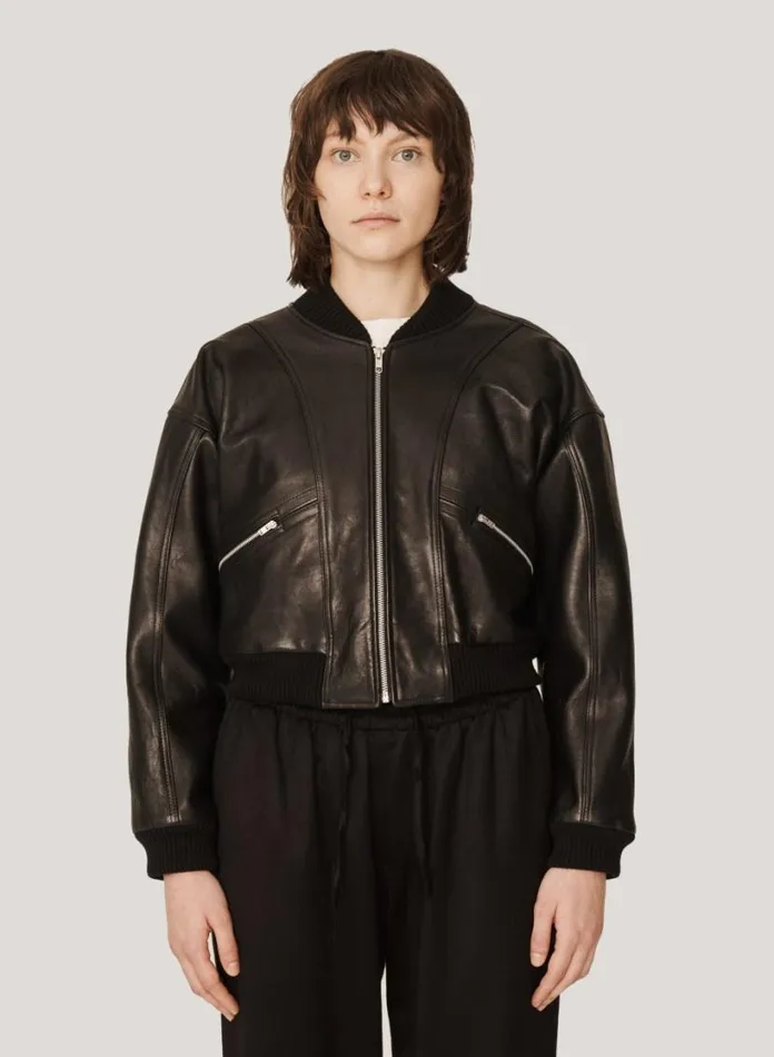 YMC Tenor Leather Jacket Black Womens Outerwear