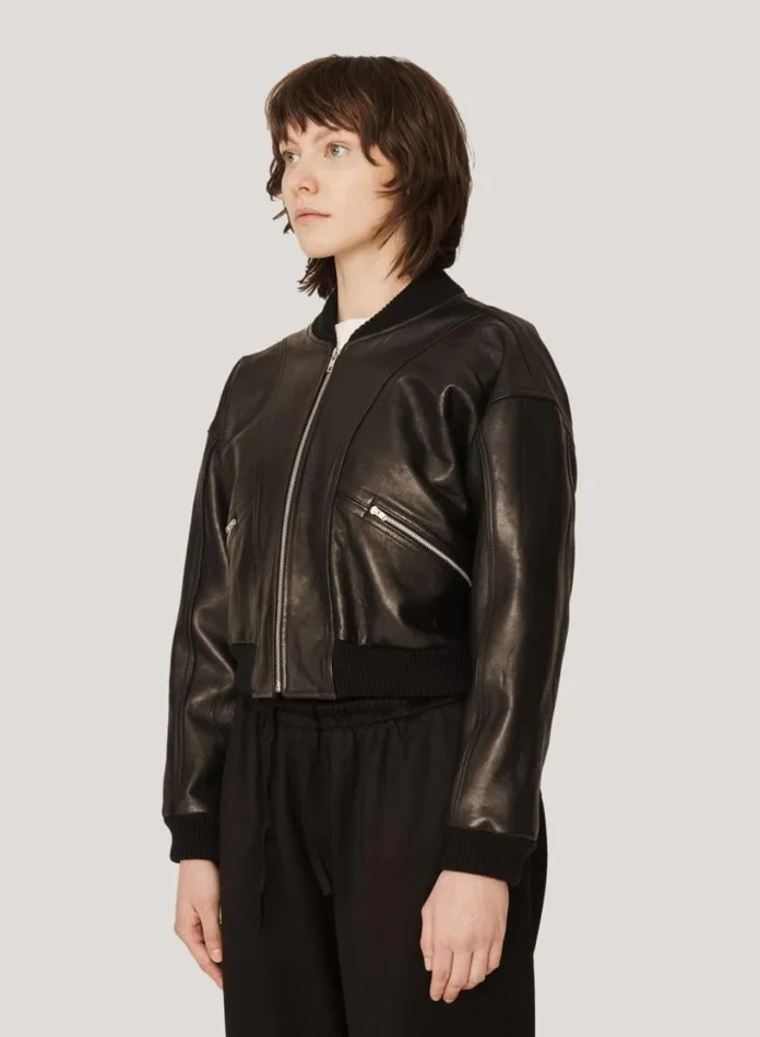 YMC Tenor Leather Jacket Black Womens Outerwear