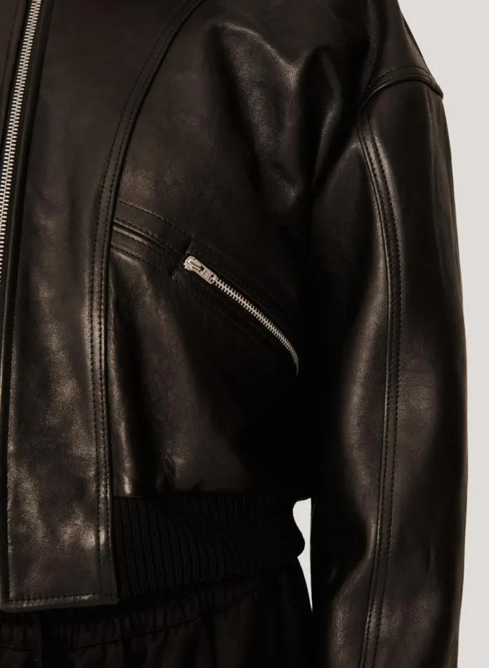 YMC Tenor Leather Jacket Black Womens Outerwear