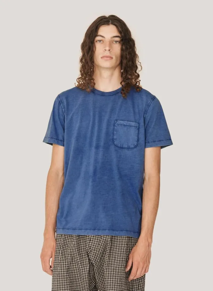 YMC Wild Ones Pocket T Shirt Blue Mens TShirts