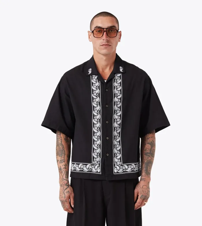 Zanerobe Shirts Men Paisley Channel SS Shirt Black