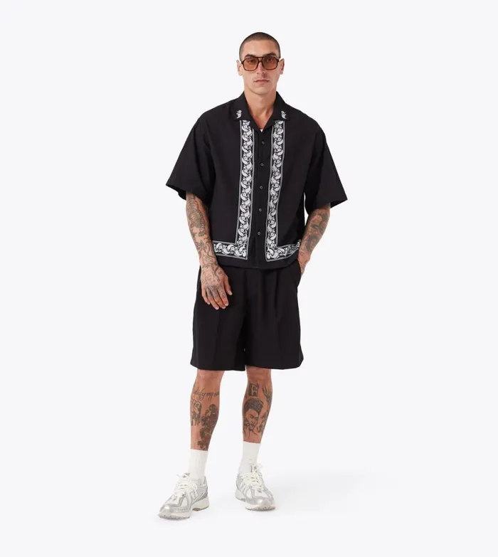 Zanerobe Shirts Men Paisley Channel SS Shirt Black