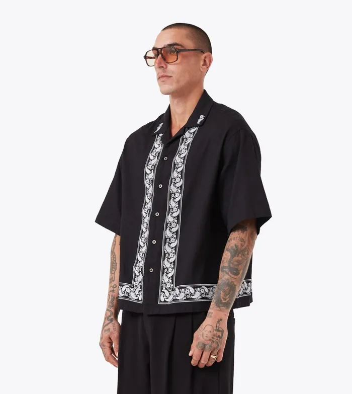 Zanerobe Shirts Men Paisley Channel SS Shirt Black